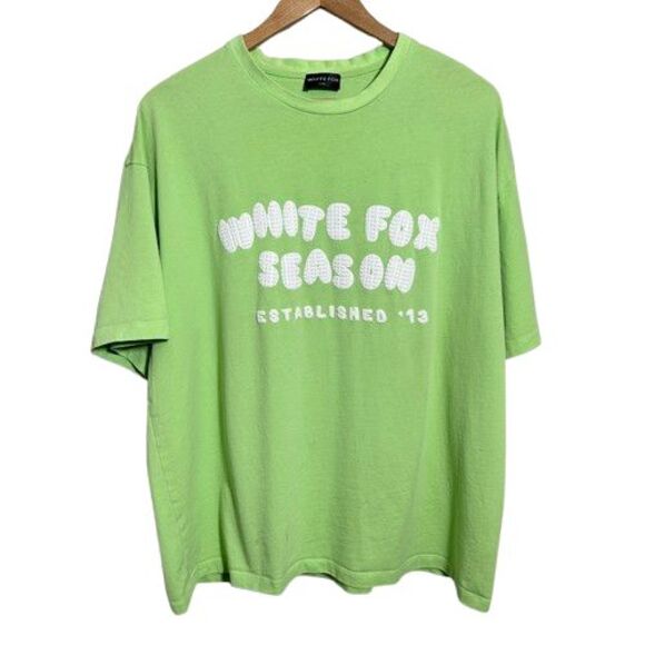 White Fox Oversized T Shirt Womens L/XL Green Short Sleeve - Picture 1 of 7